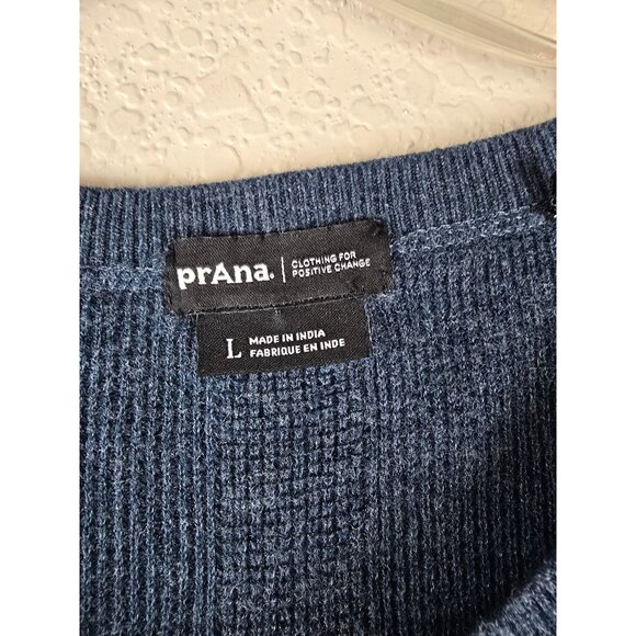 Prana Blue Milani Organic Cotton Wool Blend V-Neck Sweater L - Picture 4 of 6